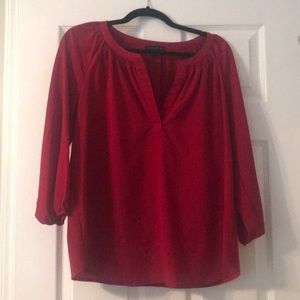 Red V Neck Blouse